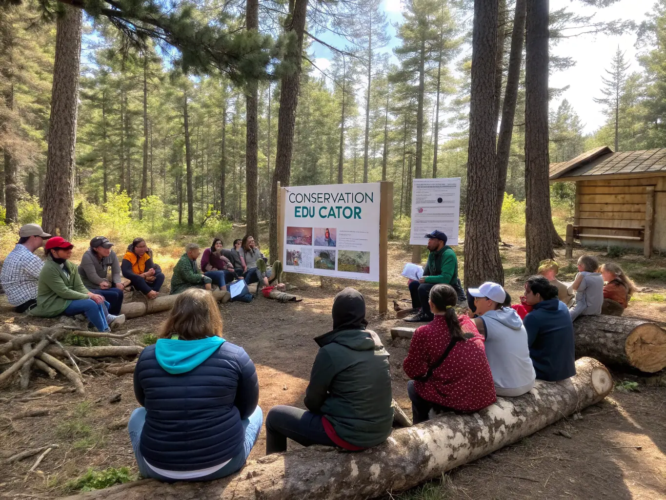 An educational workshop in a rural setting, with participants learning about the ecological and cultural importance of local trails. The image should highlight the association's efforts to raise awareness and promote sustainable practices.