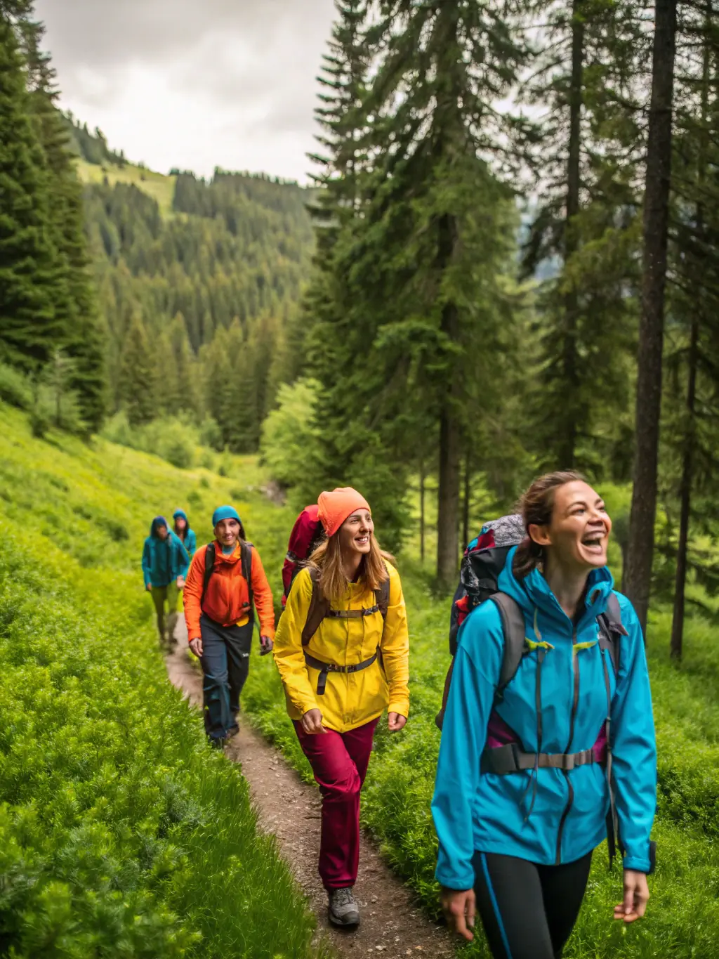 An image of hikers enjoying a well-maintained trail, illustrating the promotion of sustainable use of natural spaces.